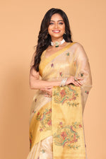 Thumbnail for Morchari Kota Gold Zari Tissue Embroidery Saree - Gold - Distacart