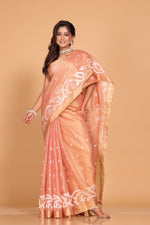 Thumbnail for Morchari Kota Zari Stripe Embroidery Saree - Pink - Distacart