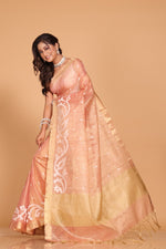 Thumbnail for Morchari Kota Zari Stripe Embroidery Saree - Pink - Distacart
