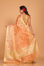 Thumbnail for Morchari Kota Zari Stripe Embroidery Saree - Orange - Distacart