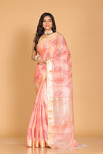 Thumbnail for Morchari Kota Tissue Zari Embroidery Saree - Red - Distacart