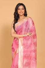 Thumbnail for Morchari Kota Tissue Zari Embroidery Saree - Pink - Distacart
