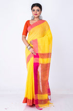 Thumbnail for Morchari Bengal Handloom Cotton Linen Saree - Multicolor - Distacart