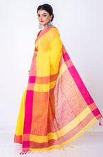 Thumbnail for Morchari Bengal Handloom Cotton Linen Saree - Multicolor - Distacart