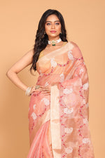 Thumbnail for Morchari Kota Zari Embroidery Saree - Pink - Distacart