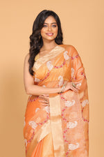 Thumbnail for Morchari Kota Zari Embroidery Saree - Peach - Distacart