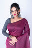 Morchari Bengal Handloom Cotton Zari Check Saree - Deep Maroon - Distacart