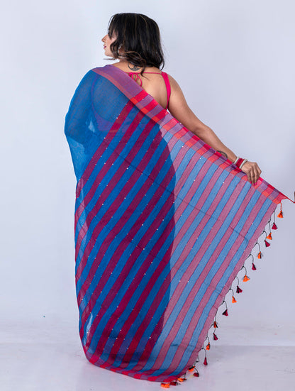 Morchari Bengal Handloom Cotton By Cotton Saree - Multicolor - Distacart
