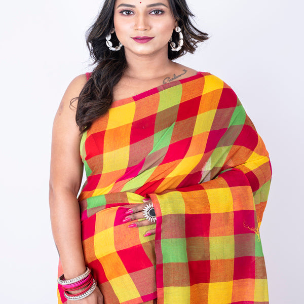 Morchari Bengal Handloom Cotton By Cotton Saree - Beige - Distacart