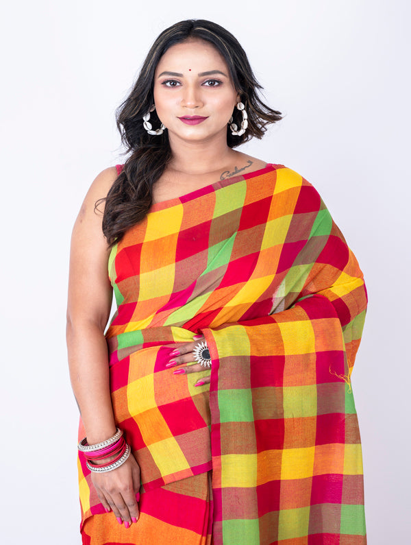 Morchari Bengal Handloom Cotton By Cotton Saree - Beige - Distacart