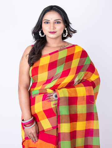 Morchari Bengal Handloom Cotton By Cotton Saree - Beige - Distacart