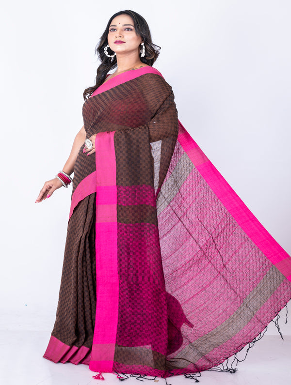 Morchari Bengal Cotton / Cotton Saree - Magenta - Distacart