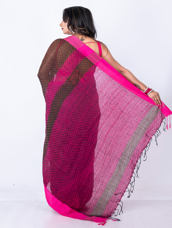 Morchari Bengal Cotton / Cotton Saree - Magenta - Distacart
