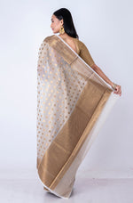 Thumbnail for Morchari Baranasi All Over Zari Work Saree - White - Distacart