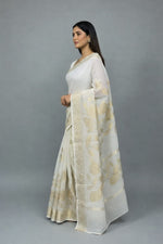 Thumbnail for Morchari Applique Work All Over Saree With Unstitched Blouse - Distacart