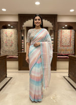 Thumbnail for Morchari Multicolour saree with heavy unstitched blouse piece - Distacart