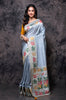 Morchari Pure Dola Silk Saree - Grey - Distacart