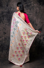 Thumbnail for Morchari Pure Dola Silk Saree - Cream - Distacart
