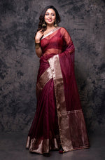 Thumbnail for Morchari Organza Saree - Brown - Distacart