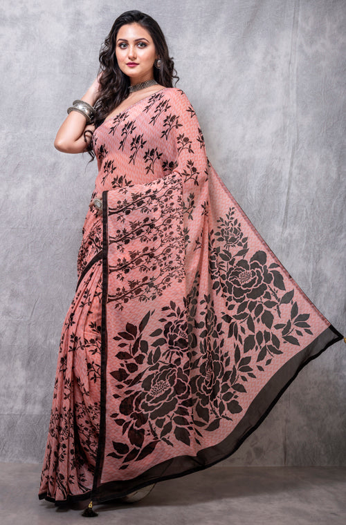 Morchari Georgette Saree With Digital Print - Multicolor - Distacart
