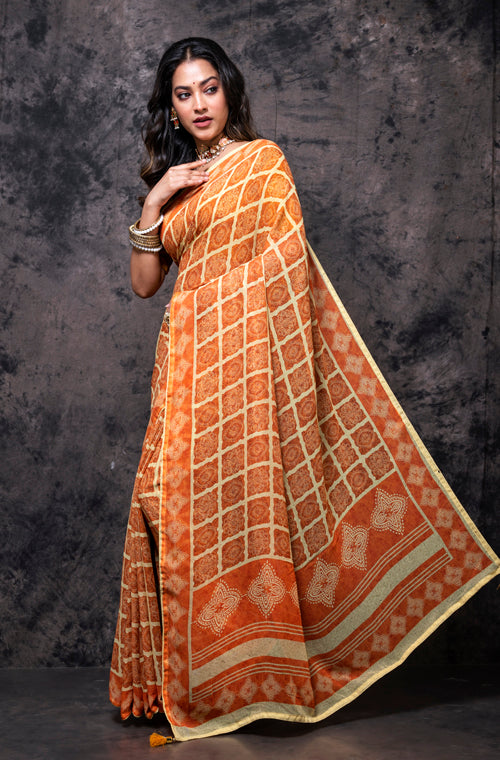 Morchari Georgette Saree With Digital Print - Multicolor - Distacart