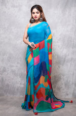 Thumbnail for Morchari Georgette Saree With Digital Print - Multicolour - Distacart