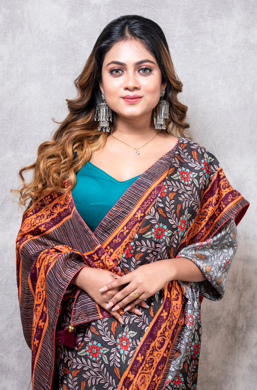 Morchari Pure Opara Saree Digital Print - Multicolour - Distacart