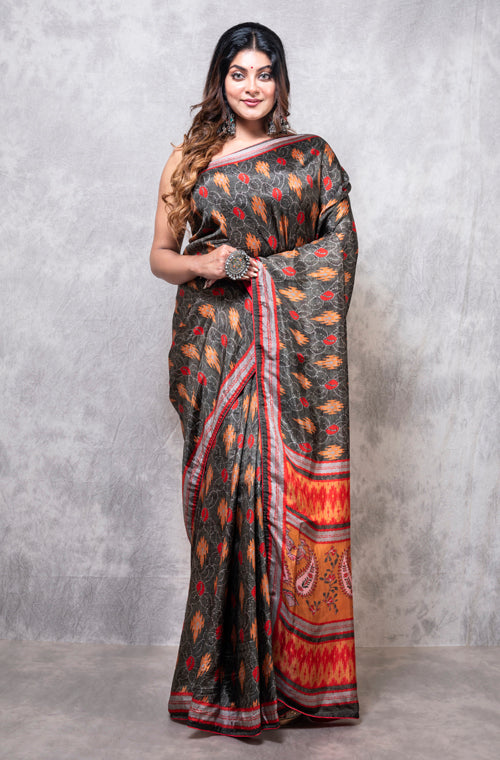 Morchari Pure Russian Silk Saree Digital Print - Multicolour - Distacart