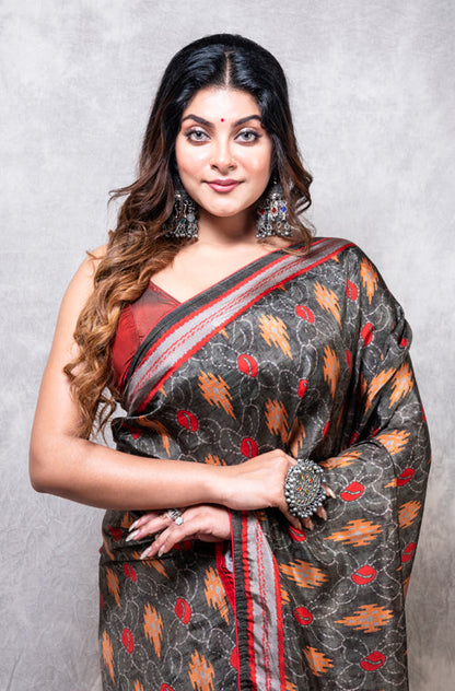 Morchari Pure Russian Silk Saree Digital Print - Multicolour - Distacart