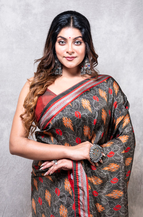 Morchari Pure Russian Silk Saree Digital Print - Multicolour - Distacart