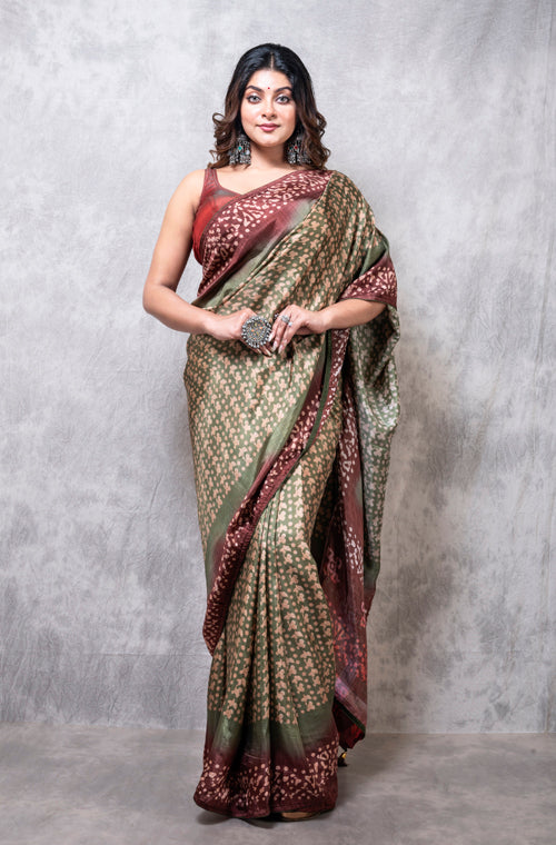 Morchari Pure Russian Silk Saree Digital Print - Multicolour - Distacart