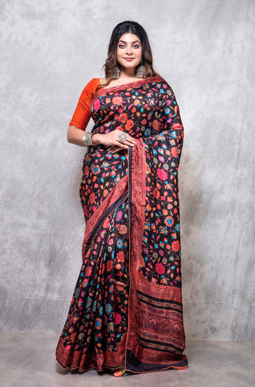 Morchari Pure Russian Silk Saree Digital Print - Multicolour - Distacart