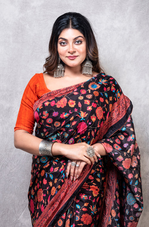 Morchari Pure Russian Silk Saree Digital Print - Multicolour - Distacart