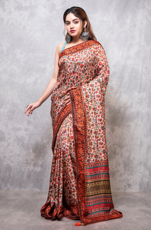 Morchari Pure Russian Silk Saree Digital Print - Multicolour - Distacart