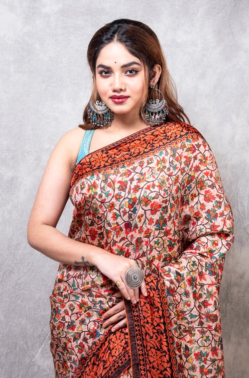Morchari Pure Russian Silk Saree Digital Print - Multicolour - Distacart