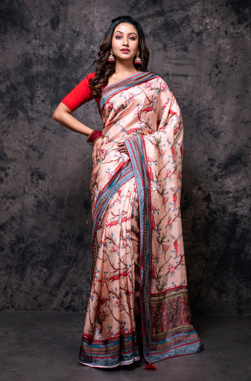 Morchari Pure Russian Silk Saree Digital Print - Multicolour - Distacart