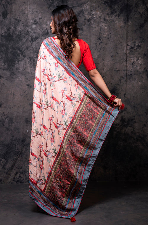 Morchari Pure Russian Silk Saree Digital Print - Multicolour - Distacart