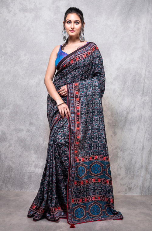 Morchari Pure Dola Silk Saree Digital Print - Multicolour - Distacart