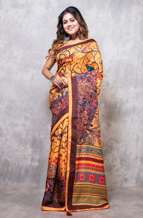 Morchari Pure Dola Silk Saree Digital Print - Multicolour - Distacart