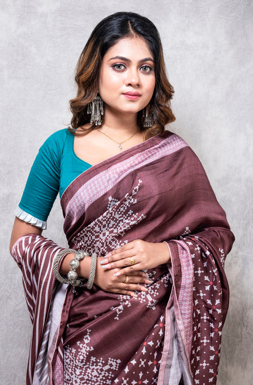 Morchari Pure Dola Silk Saree Digital Print - Multicolour - Distacart