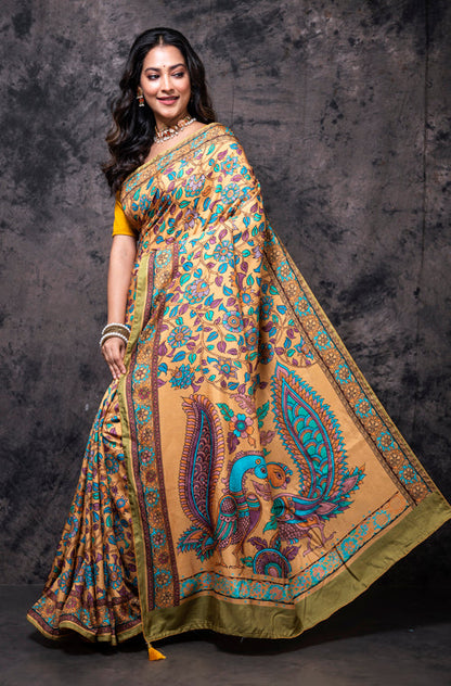 Morchari Pure Dola Silk Saree Digital Print - Multicolour - Distacart