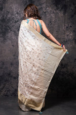 Thumbnail for Morchari Fancy Embroidery Saree - Cream - Distacart