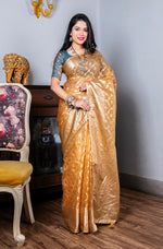 Thumbnail for Morchari Organza Heavy Zari Saree - Yellow - Distacart