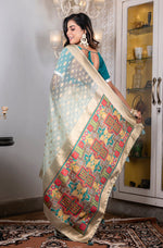 Thumbnail for Morchari Organza Heavy Zari Saree - Green - Distacart