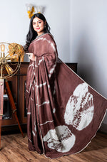 Thumbnail for Morchari Chiffon Saree (Tie & Dye) - Brown - Distacart