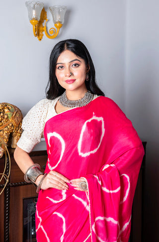 Morchari Chiffon Saree (Tie & Dye) - Rani - Distacart