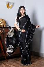Thumbnail for Morchari Chiffon Saree (Tie & Dye) - Black - Distacart