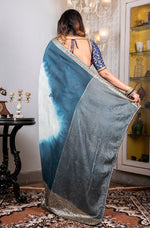 Thumbnail for Morchari Pure Dola Saree (Marble Dye) - Grey - Distacart