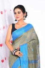 Thumbnail for Morchari Cotton Handloom Saree - Grey - Distacart