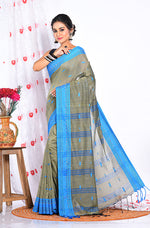 Thumbnail for Morchari Cotton Handloom Saree - Grey - Distacart